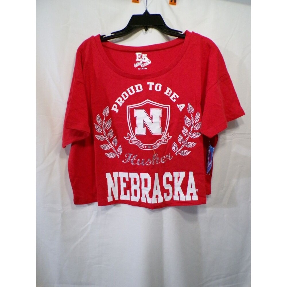 E5 College Classics Women's Nebraska Huskers Cropped T-Shirt XL Red